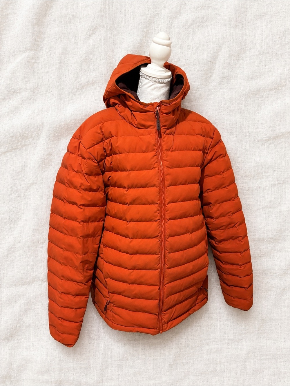 Men's Hooded Quilted Puffer Jacket in Orange
